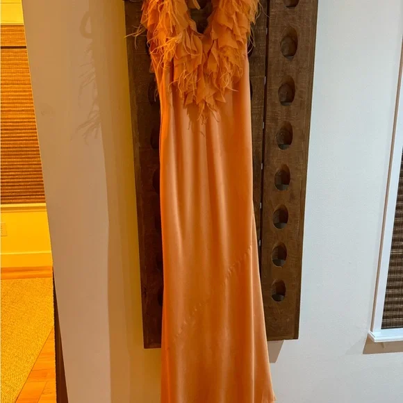 LoveShackFancy orange silk feather dress - Picture 1 of 5